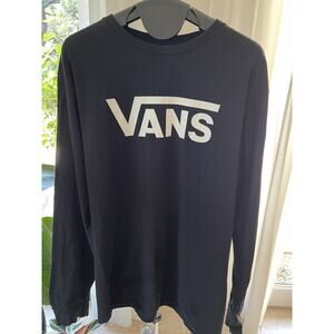 VANS Mens Shirt Medium Black Cotton Crew Neck Skater Long Sleeve Pullover Biker